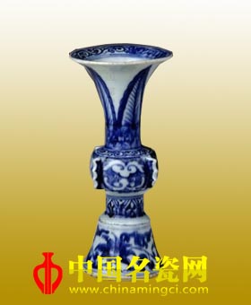 中國(guó)名瓷網(wǎng) 元青花蕉葉紋瓷觚