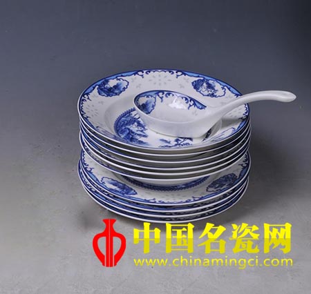 景德鎮(zhèn)陶瓷 青花玲瓏餐具