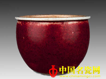清康熙 郎窯紅釉小缸