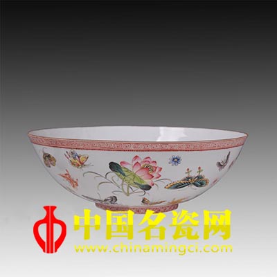 粉彩百蝶圖薄胎碗