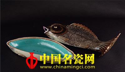 清乾隆 粉彩象生瓷鯉魚(yú)蓋盒