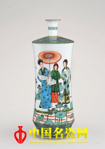 景德鎮(zhèn)陶瓷藝術(shù)家 張萬蓮 古彩《千古奇緣》瓷瓶