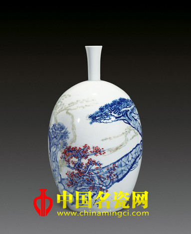 王錫良 新彩瓷瓶《一枝紅杏》