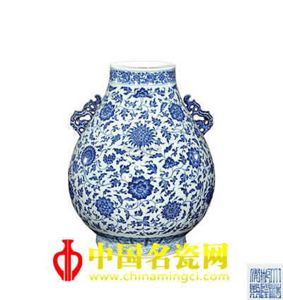 民國仿乾隆青花纏枝紋雙耳大瓶