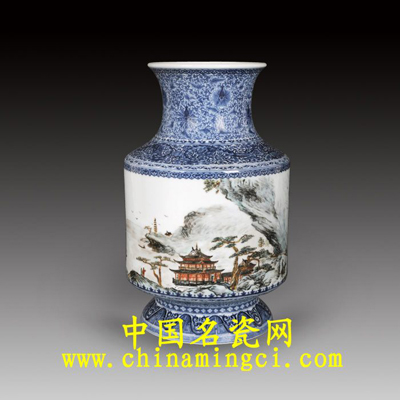 琺瑯彩錦堂富貴雙耳玉壺春瓶