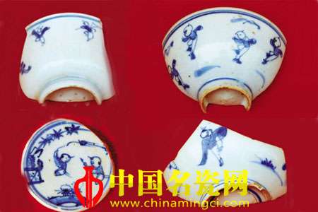 青花瓷片上的兒童體育活動