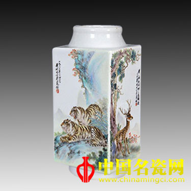畢淵明 濯濯斑衣潤(rùn)獸圖棕式瓶
