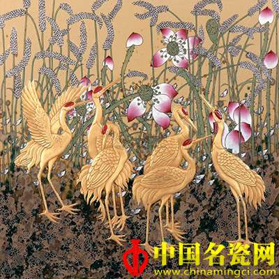 和合圖 粉彩綜合裝飾瓷板