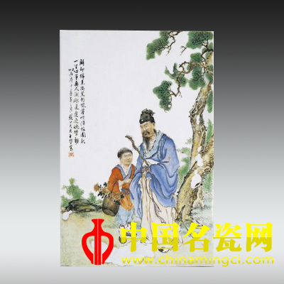 王大凡繪淵明采菊瓷板