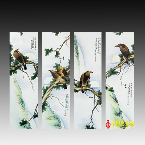 鷹 瓷板畫
