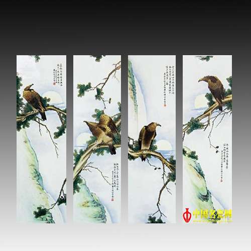 鷹 瓷板畫