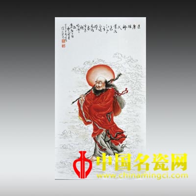 達(dá)摩渡江瓷板畫(huà)