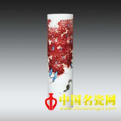 秋趣釉里紅高溫色釉箭筒