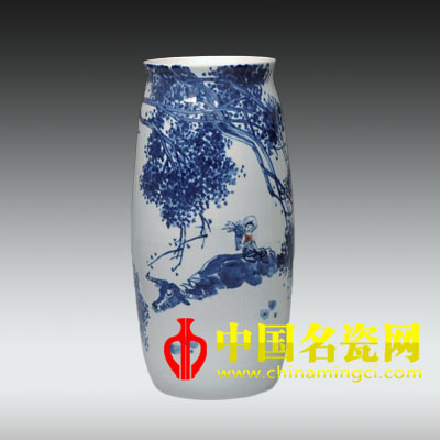 青花釉里紅“西雙版納小景”瓶