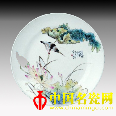 鄒文侯繪粉彩花鳥盤