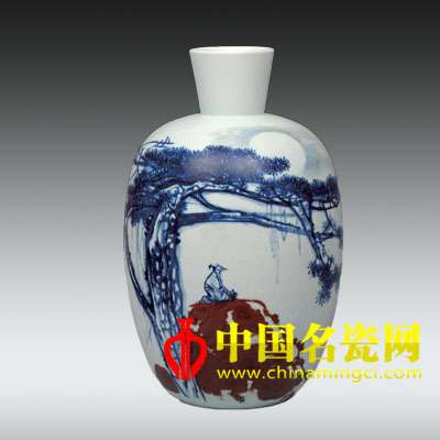 青花釉里紅“明月一壺酒”瓶