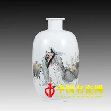 俞瑞林 陶潛愛菊圖 瓷瓶