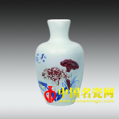 青花釉里紅“秋日雙艷”瓶