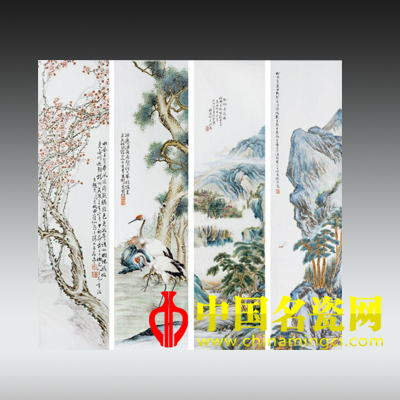 山水花鳥(niǎo)長(zhǎng)條掛屏