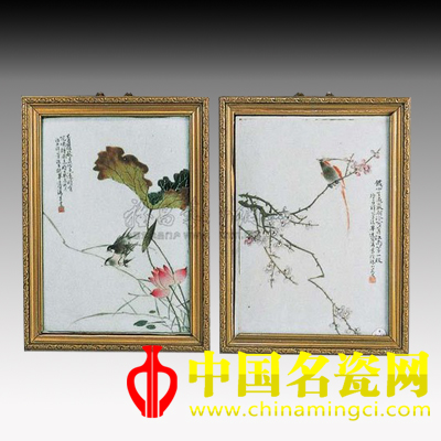 畢伯濤繪花鳥瓷板 （一對）