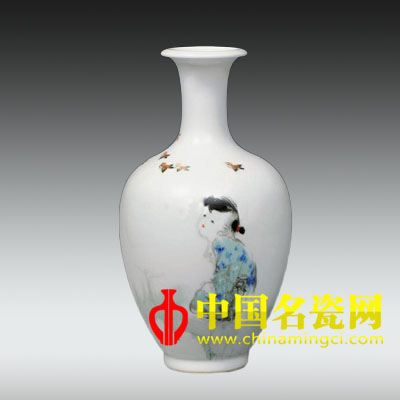 釉上彩“天高任鳥飛”瓶
