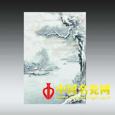 粉彩“瑞雪兆豐年”瓷板插屏