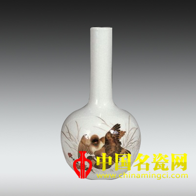 劉雨岑款麻雀題詩(shī)小天球瓶