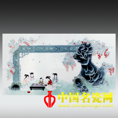 王采 粉彩《紅豆生南國》瓷板