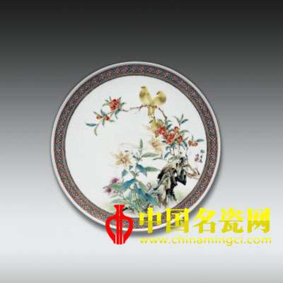 鳥(niǎo)語(yǔ)花香 粉彩瓷盤