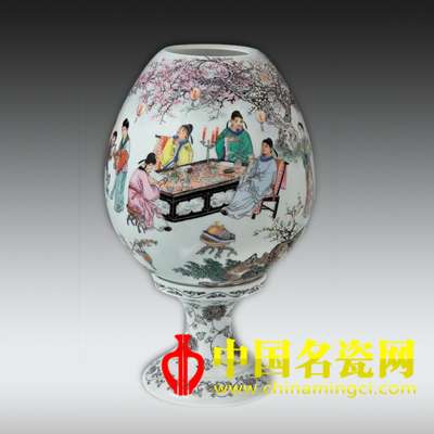 李白春夜文會(huì)圖 粉彩薄胎皮燈