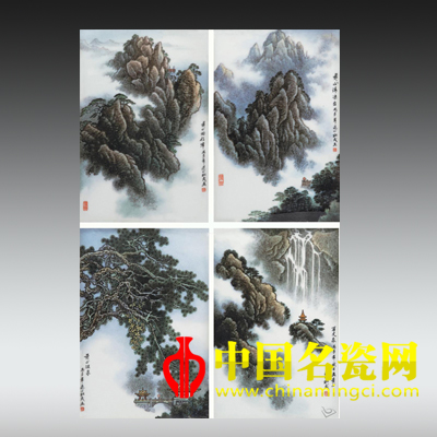 黃山擷影 粉彩瓷板