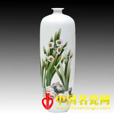 曾亞林 水仙 釉上彩瓷瓶