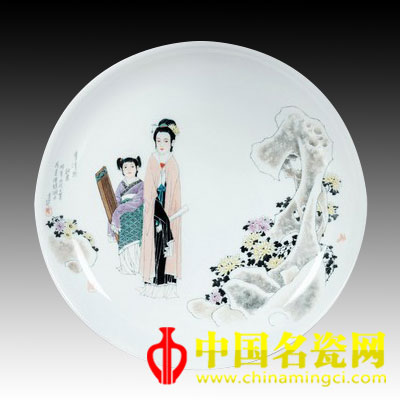 李峻 李清照 粉彩瓷盤