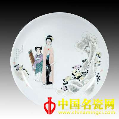 李峻 李清照 粉彩瓷盤
