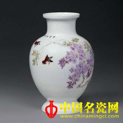 劉平 紫藤 粉彩瓷瓶