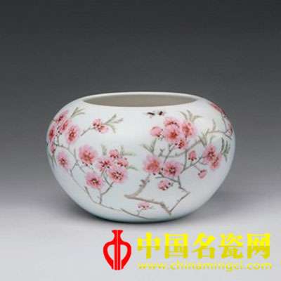  劉平 水點(diǎn)桃花 粉彩瓷缽