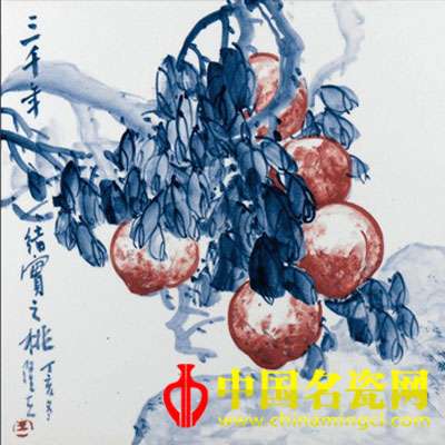 王隆夫 碩果　青花釉里紅瓷板