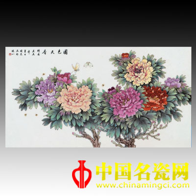 張曉杰 國色天香　粉彩瓷板