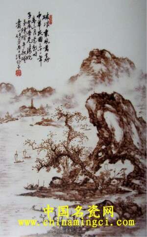 汪野亭的山水瓷畫(huà)：妙用“雪白” 錦上添花