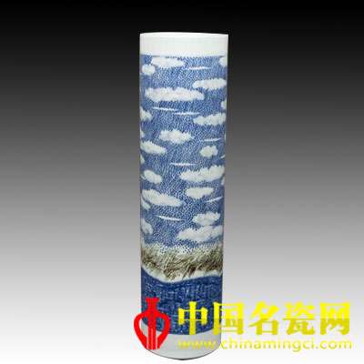 白磊 云高天遠(yuǎn)　青花氧化鐵箭筒