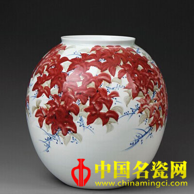 白磊 秋之韻　青花釉里紅瓷瓶