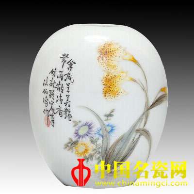 畢伯濤 粉彩仿新羅山人花鳥水盂