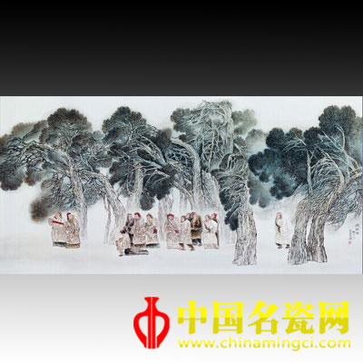 王衛(wèi)平 粉彩賦秋圖瓷板 