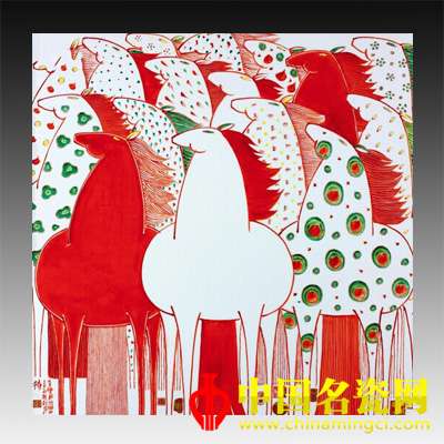 朱樂耕“待·紅綠彩”瓷板