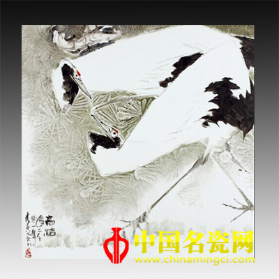 黃賣九“高潔圖”釉上彩瓷板