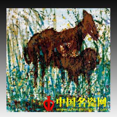 范敏祺“鄱湖春早”高溫顏色釉瓷板