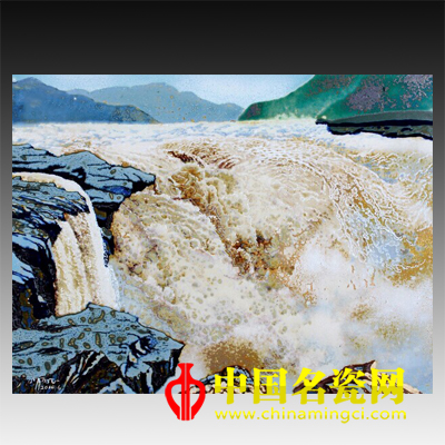 李家正“黃河壺口”高溫顏色釉瓷板