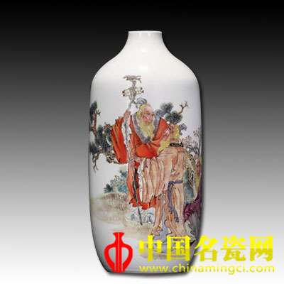 杜浩生 粉彩四皓圖瓷瓶