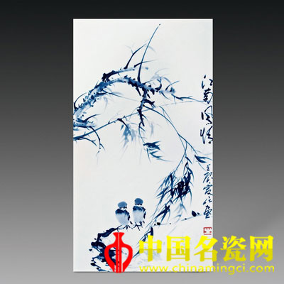 江愛民 江南風(fēng)情 青花裝飾瓷板