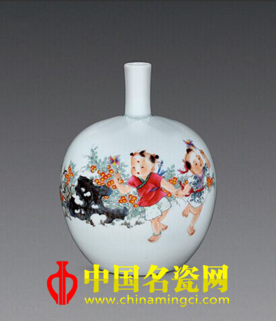 李磊穎“小風(fēng)車(chē)”粉彩瓷瓶 